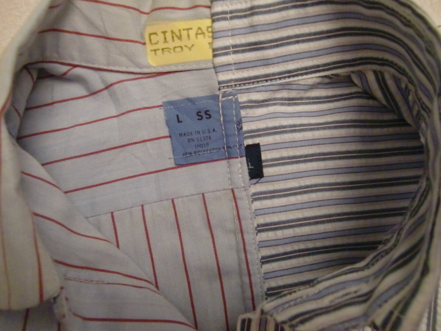 送料無料 80's~90's USA製 再構築 ドッキング ワークシャツ 半袖 ストライプ シャツ リメイク VINTAGE ンテージ アメリカ製 80年代 90年代 _画像9
