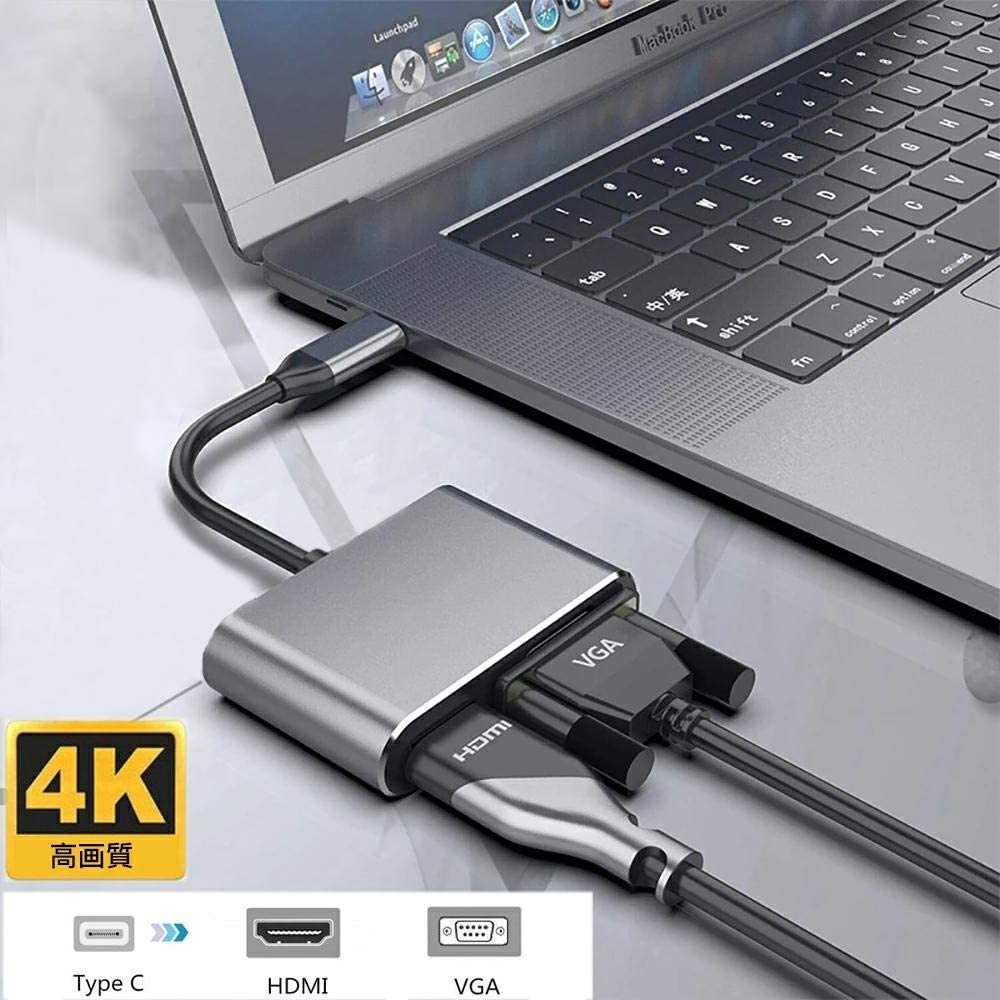 USB Cハブ TypeC HDMI変換アダプター 変換アダプタ2-in-1