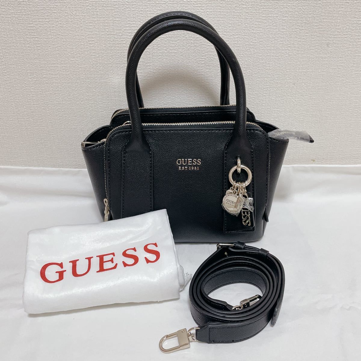 新品未使用 ゲス guess ハンドバッグ ショルダーバッグ 2way ブラック 黒 肩がけ レディース 女性