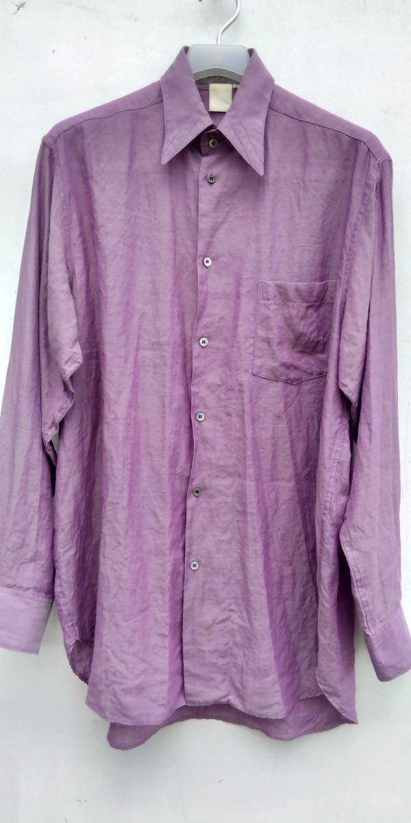 ヨウジヤマモト　Yohji Yamamoto HOMME　長袖シャツ　メンズ　Mサイズ　麻　パープル　紫色　日本製　美品
