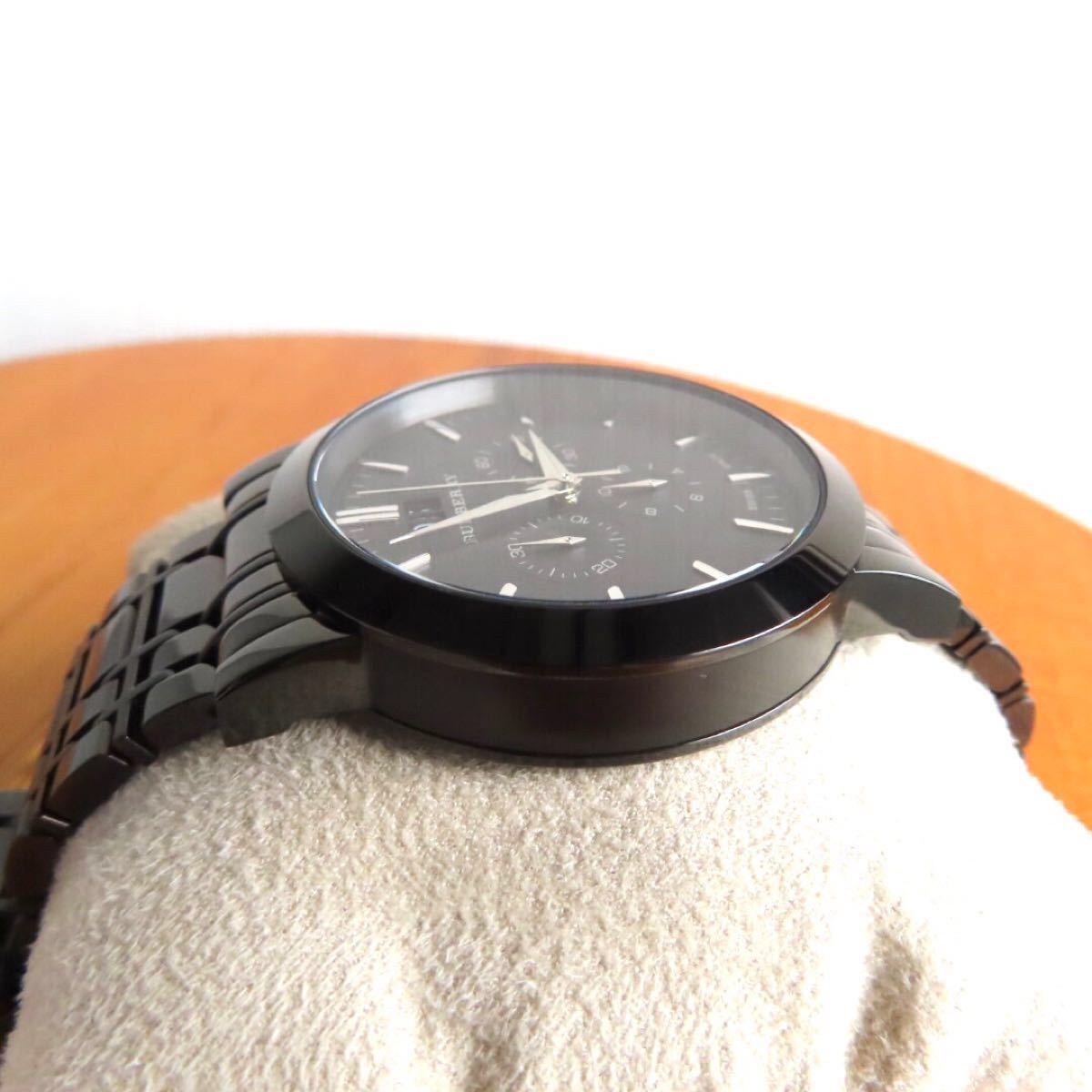 美品 BU1385 バーバリー BURBERRY ヘリテージ クロノグラフ ブラック