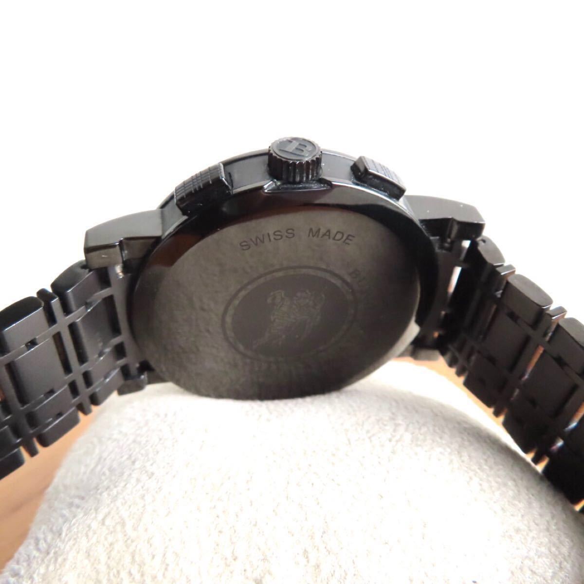 美品 BU1385 バーバリー BURBERRY ヘリテージ クロノグラフ ブラック