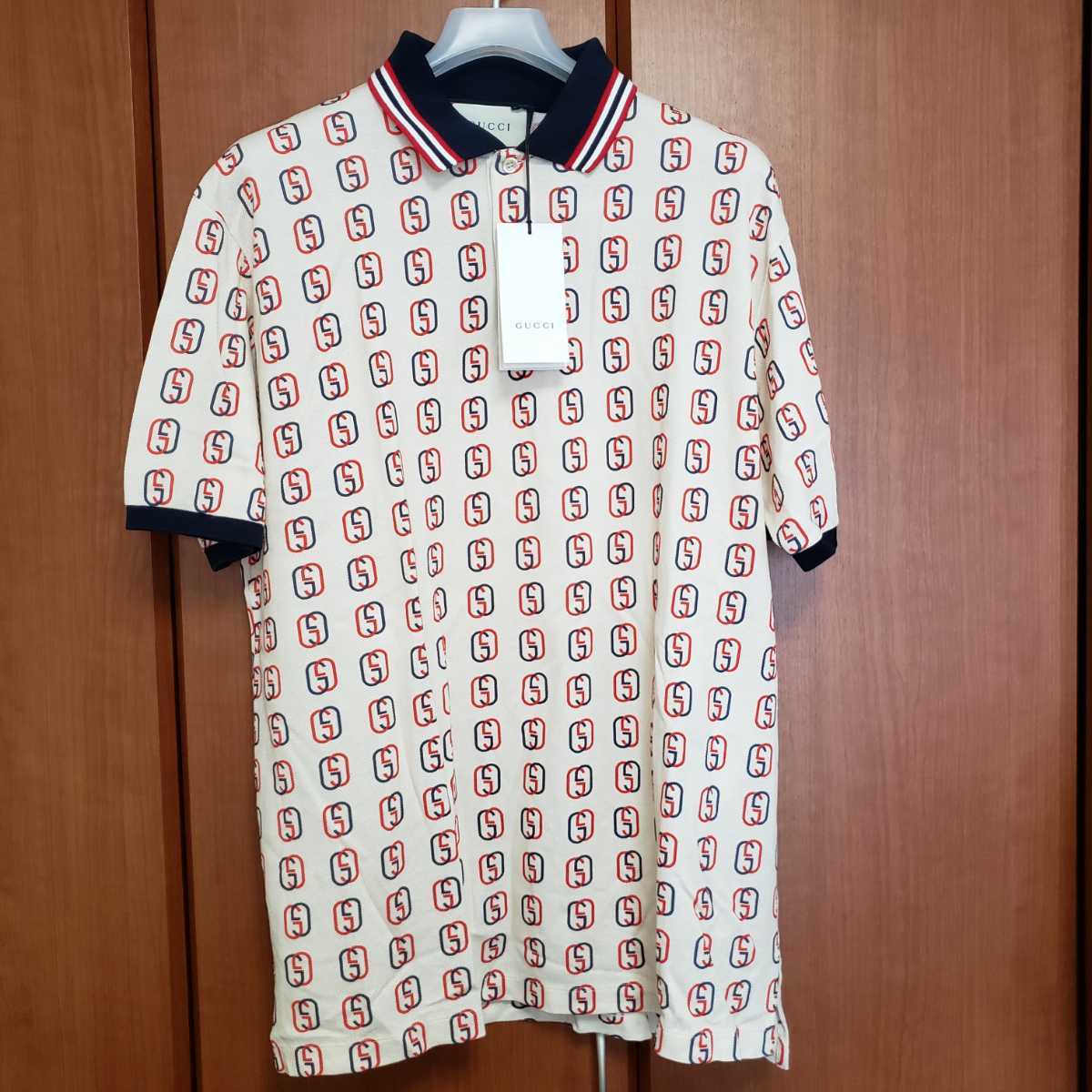 【新品】GUCCI インターロッキング ポロシャツ XL グッチ polo off white モノグラム_画像4