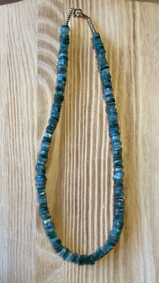 -SUI8- No.58 エメラルドのチョーカーネックレス　37cm K14gf A Emerald Choker necklace 37cm K14gf_画像1