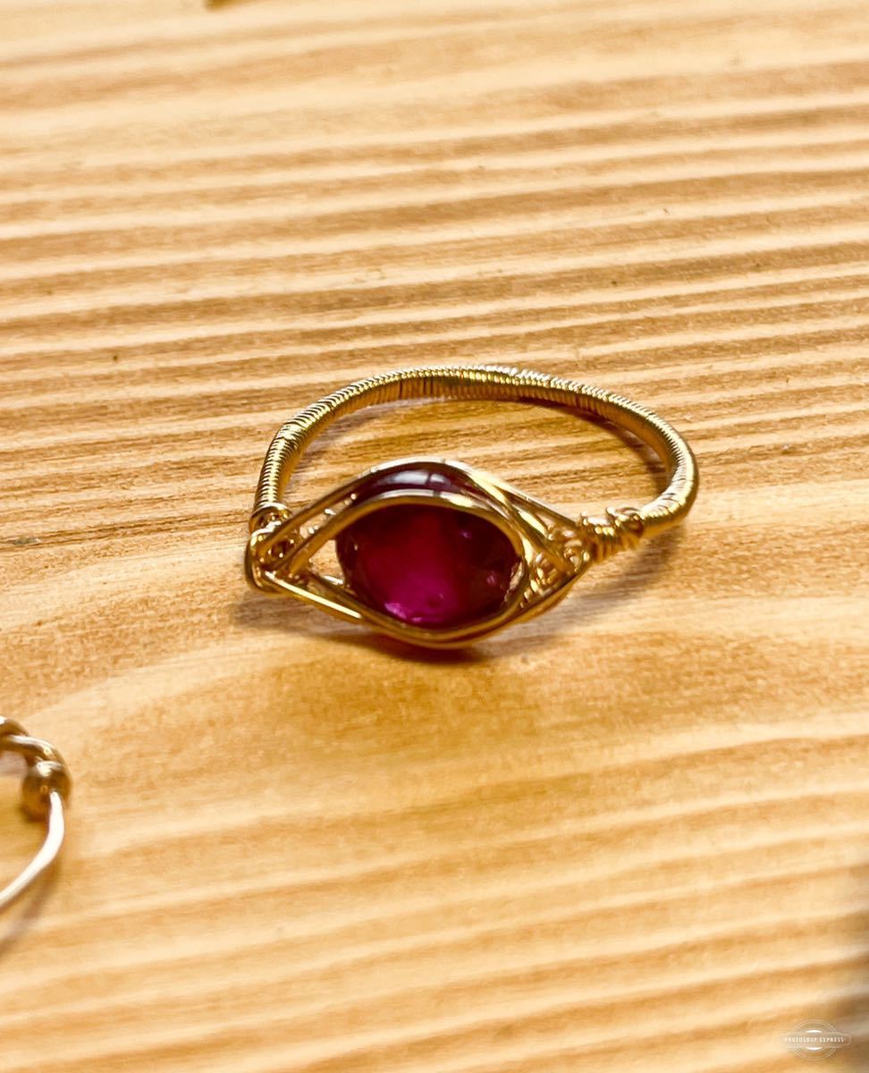 -SUI8- No.59 ルビーのリング指輪　K14GF サイズ12号　a Ruby ring K14GF size12_画像1