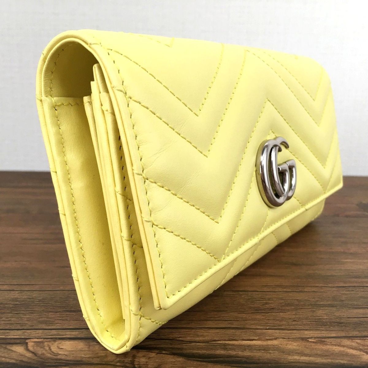 極美品 GUCCI 長財布 443436 黄色 マーモント 414