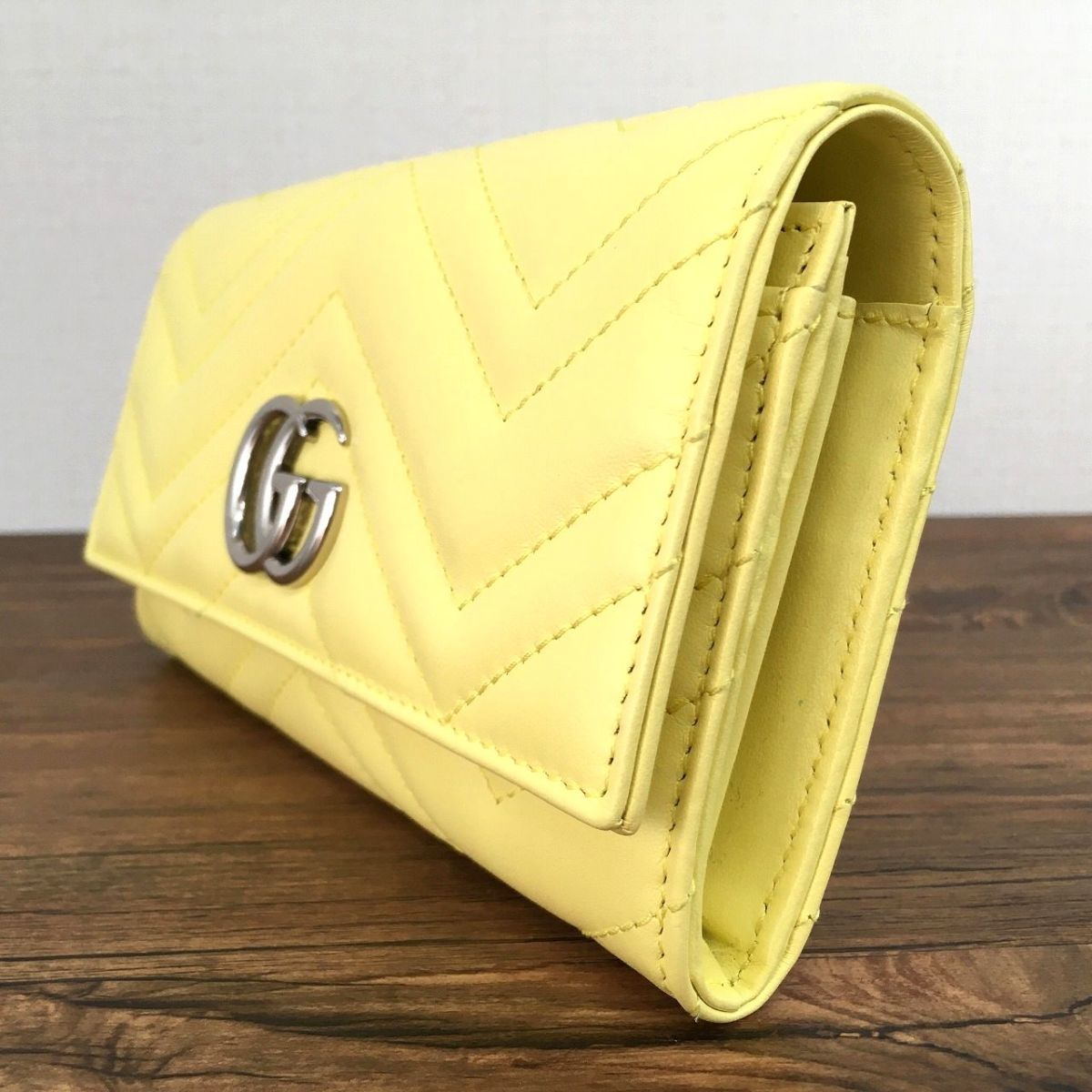 ☆送料無料☆ 極美品 GUCCI 長財布 443436 イエロー レザー マーモント