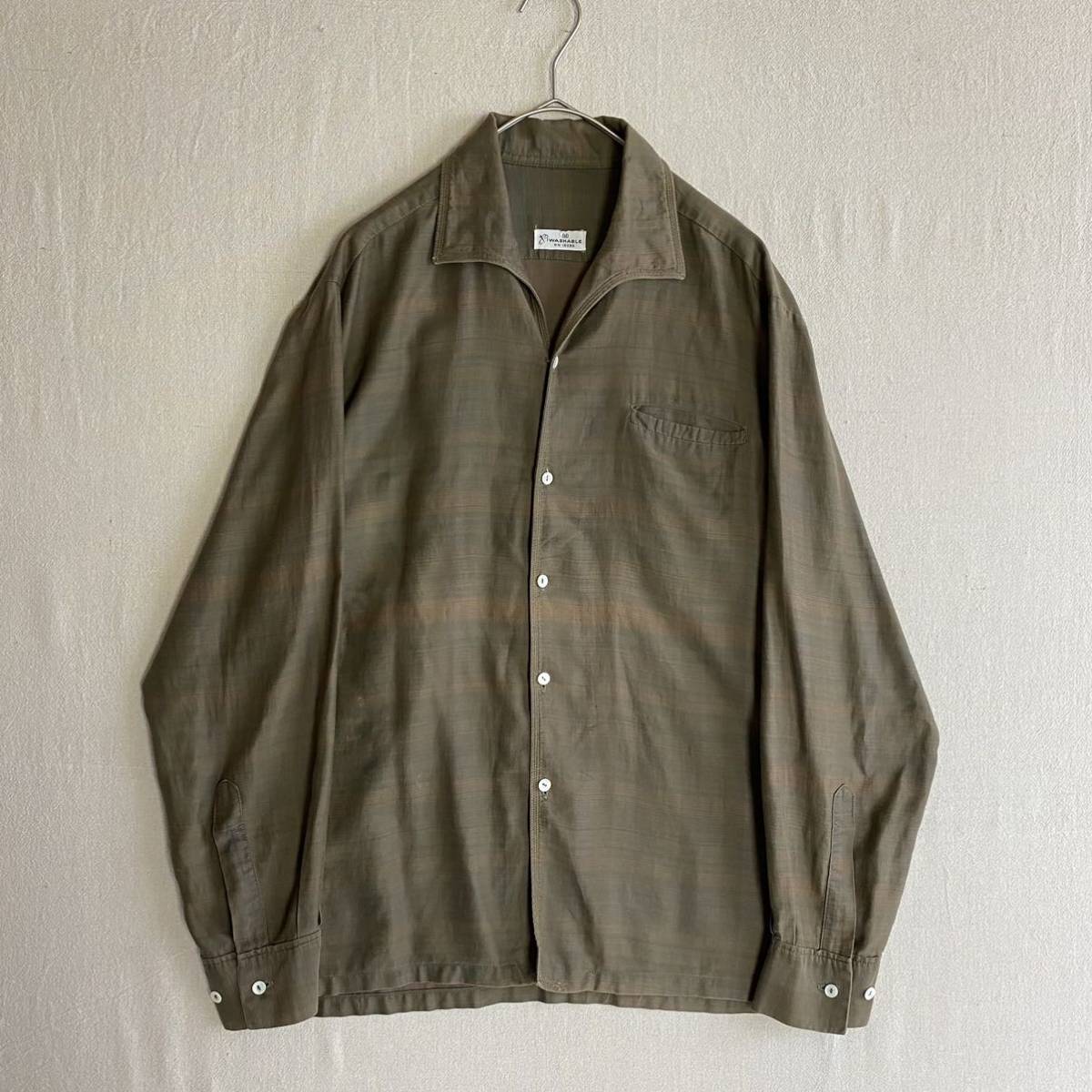 レーヨン】50s 60s USA vintage シャークカラー シャツ / M オープン