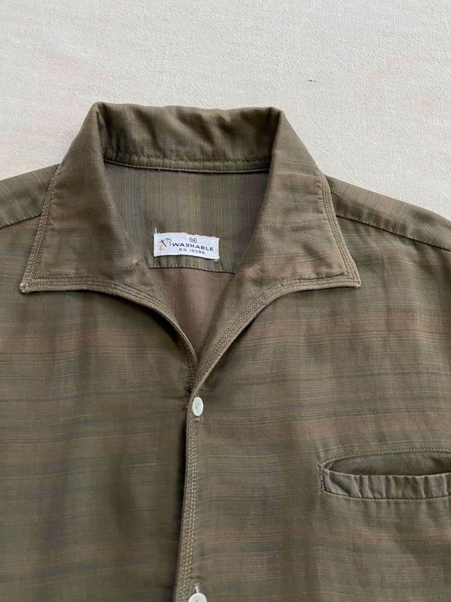 レーヨン】50s 60s USA vintage シャークカラー シャツ / M オープン