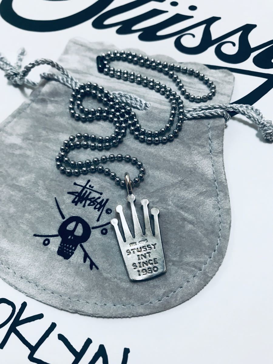超レア オールド STUSSY クラウン シルバー ネックレス / ステューシー