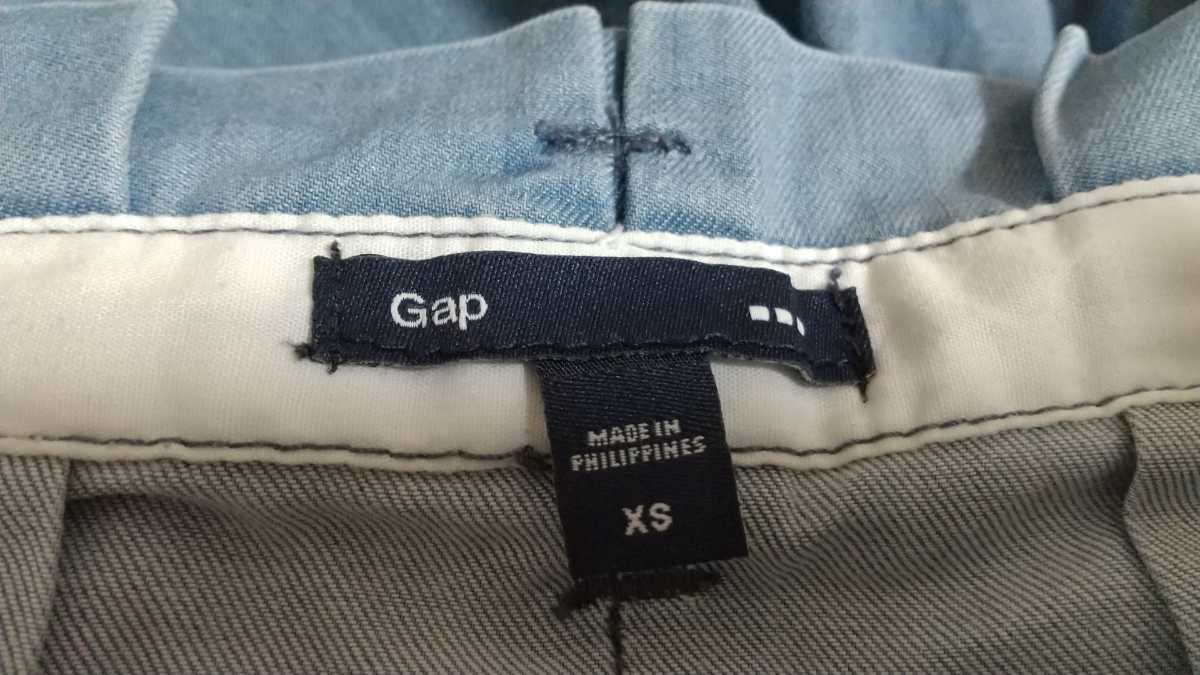 Gap ギャップ フレアースカート サイズXS ブルー系 リボン紐付 送料185円 _画像4
