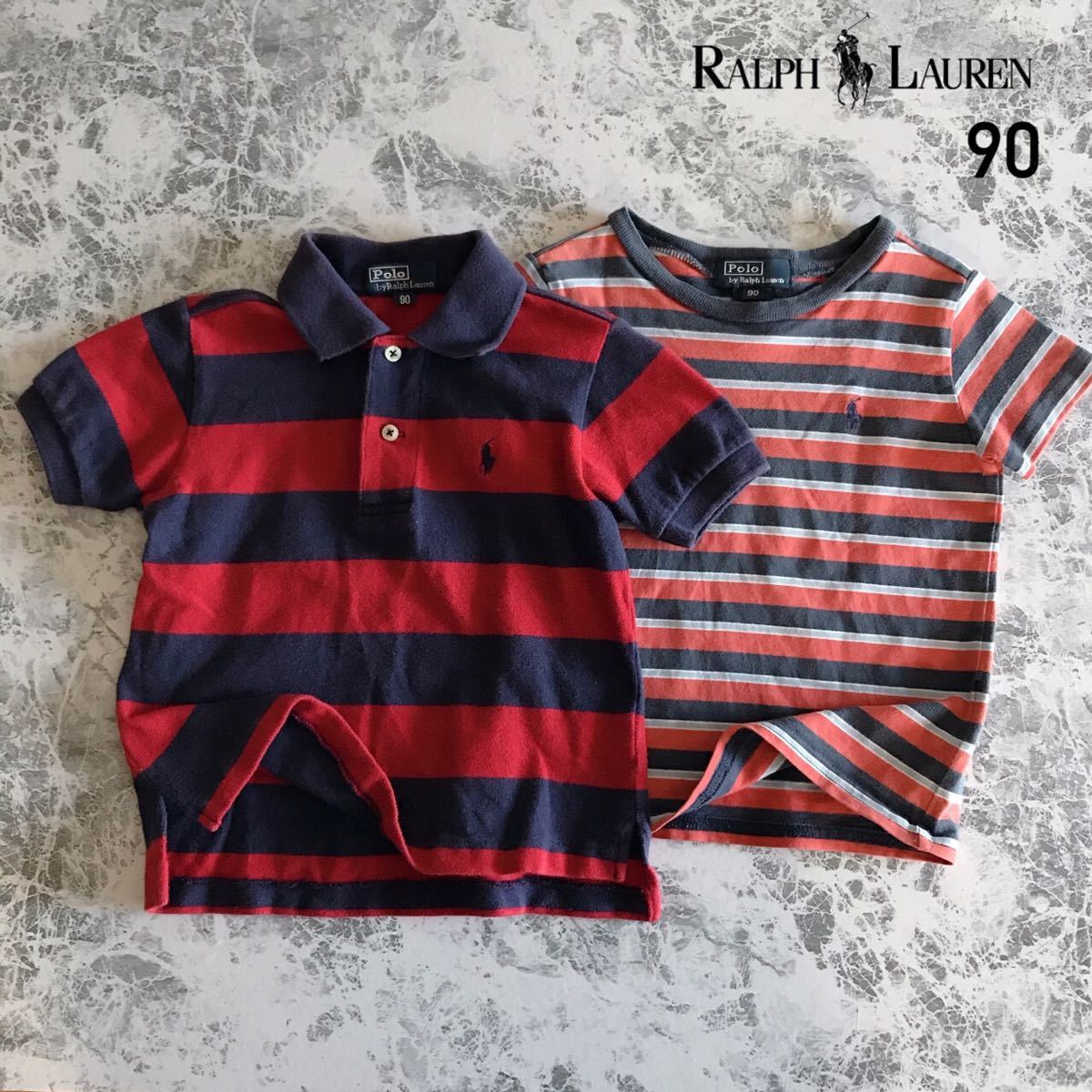 ■送料込み■即決【2点セット】90 RALPH LAUREN ラルフローレン 半袖 ポロシャツ Tシャツ ポニー刺繍 ボーダー 夏物 トップス まとめ売り_画像1