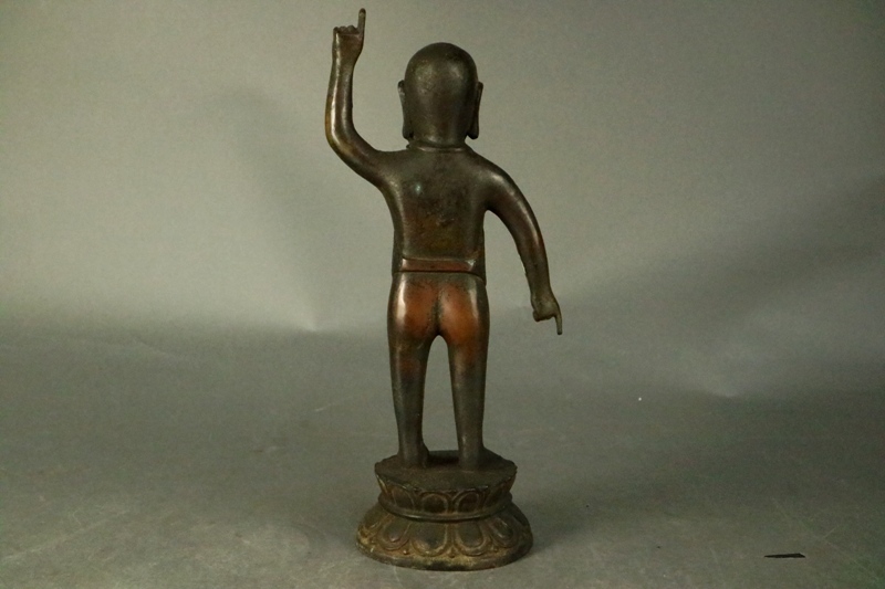 古銅 誕生仏 釈迦如来仏立像 念持仏 仏教美術 (天上天下唯我独尊)