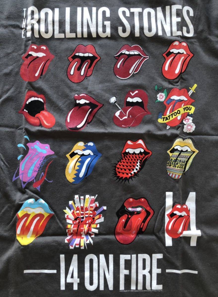 【グレーM】ローリングストーンズ 2014 ツアー 公式Tシャツ「14 ON FIRE」東京ドーム購入/未着用新品/THE ROLLING STONES/チャーリーワッツ