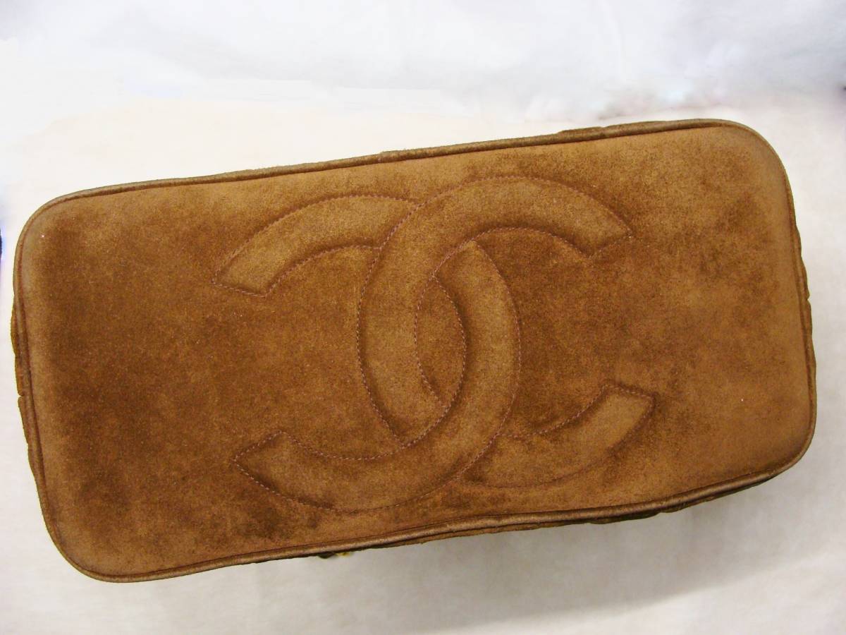 CHANEL シャネル ◇ スエード マトラッセ レザー 皮 革 デカ CC ロゴ マーク ターンロック W チェーン ショルダー トート バッグ 鞄_画像3