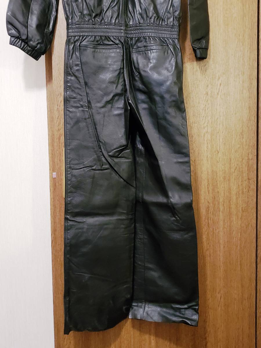  unused /g.v.g.v/ leather Jump suit / leather cat suit / leather flight suit / leather coverall / cow leather / black / size M