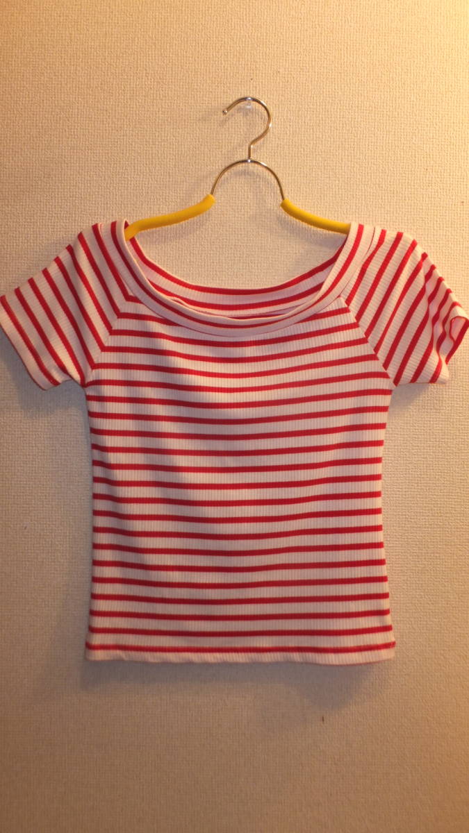 *CECIL Mc BEE* Ladies Striped Tops Cecil McBee lady's stripe tops size M USED IN JAPAN.... red white 