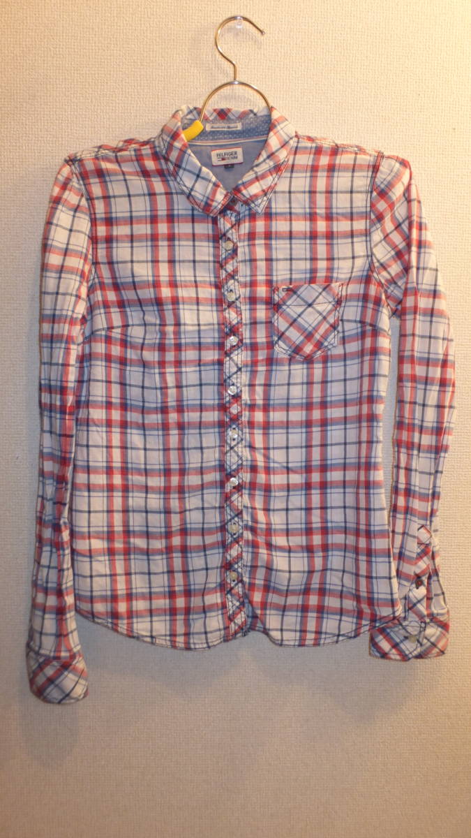 *TOMMY HILFIGER*Ladies shirts size S Tommy Hilfiger Denim size S TOMMY Denim USED IN JAPAN check pattern 