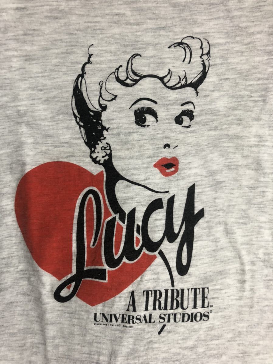 ヴィンテージ/ビンテージ 90's USA製 I LOVE Lucy/ルーシー ユニバーサルスタジオ Tシャツ 灰 S_画像3