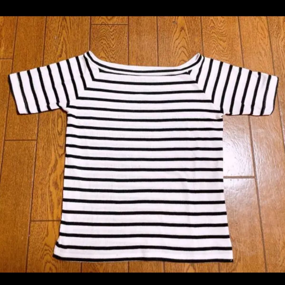 Paypayフリマ Gu ボーダー Tシャツ トップス ボートネック ショート丈 Paypayフリマ Gu ボーダー Tシャツ トップス ボートネック ショート丈