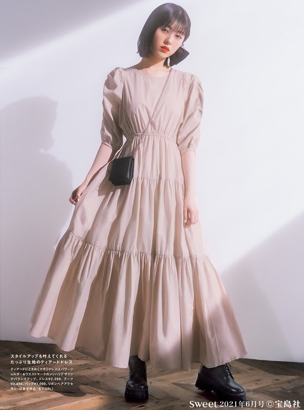 Paypayフリマ Grl 浜辺美波さん パワショルボリュームティアードワンピース アイボリー M Paypayフリマ Grl 浜辺美波さん パワショルボリュームティアードワンピース アイボリー M