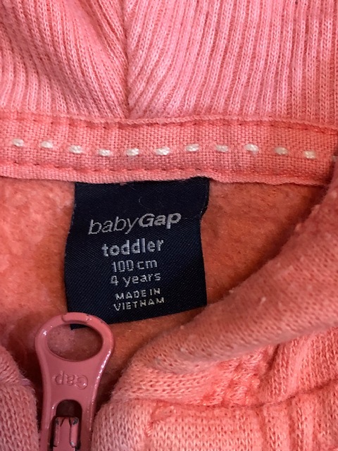 パステルオレンジ　Baby　GAP　パーカー　サイズ100　4years_画像2