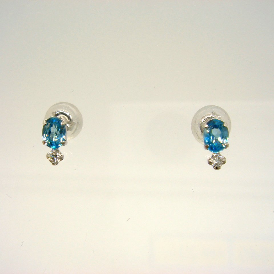 PC1457:Pt blue zircon diamond earrings 