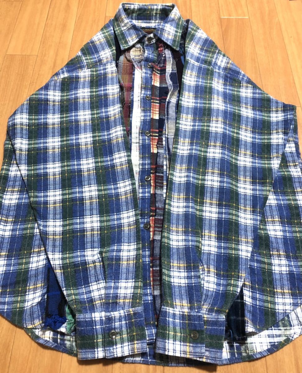 Rebuild by Needles Flannel Shirt 再構築 長袖シャツ ネルシャツ oneoff ニードルス リボン切替 リメイク1点物 ネペンテス NEPENTHES