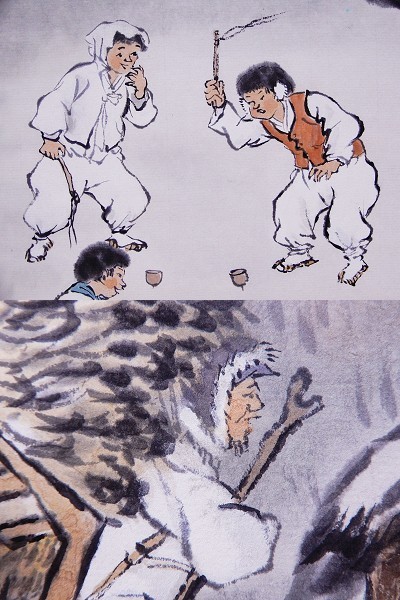 お求めやすく価格改定 韓国画家 李東拭の額入り絵画 サイン有り絵の