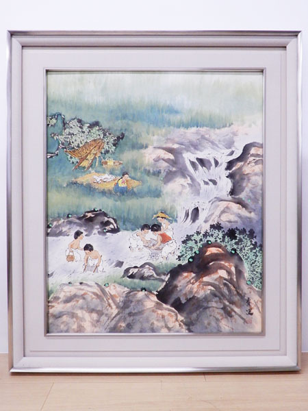 安心の定価販売 韓国画家 李東拭の額入り絵画 サイン有り絵の大きさ等