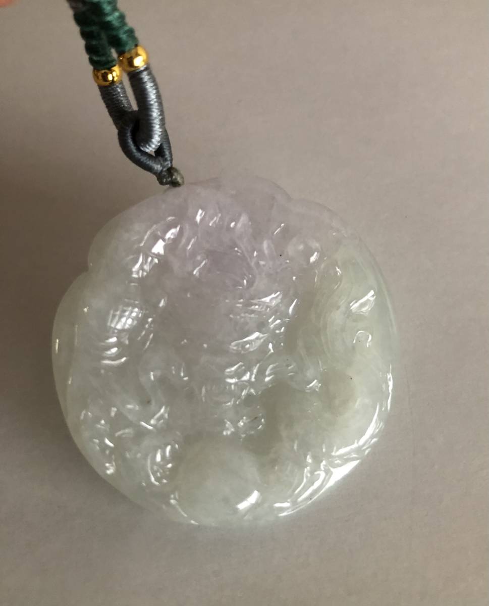 翡翠ペンダントネックレスピンクラベンダー若草グリーン龍牌男女とも共用ミャンマー産天然翡翠(A貨)無処理無着色本物保証お守り飾り物 2