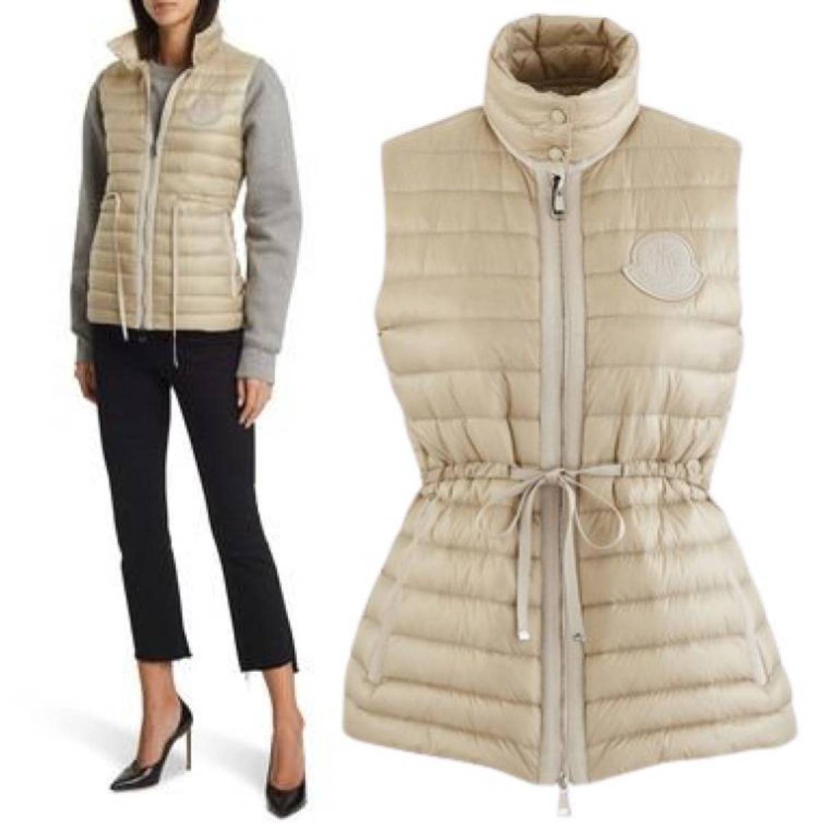定価15.3万■20SS■サイズ4■モンクレール ライトダウンベストAZURアズールGILETジレDOWN VEST■新品本物/レディースMONCLERベージュ20J_画像2