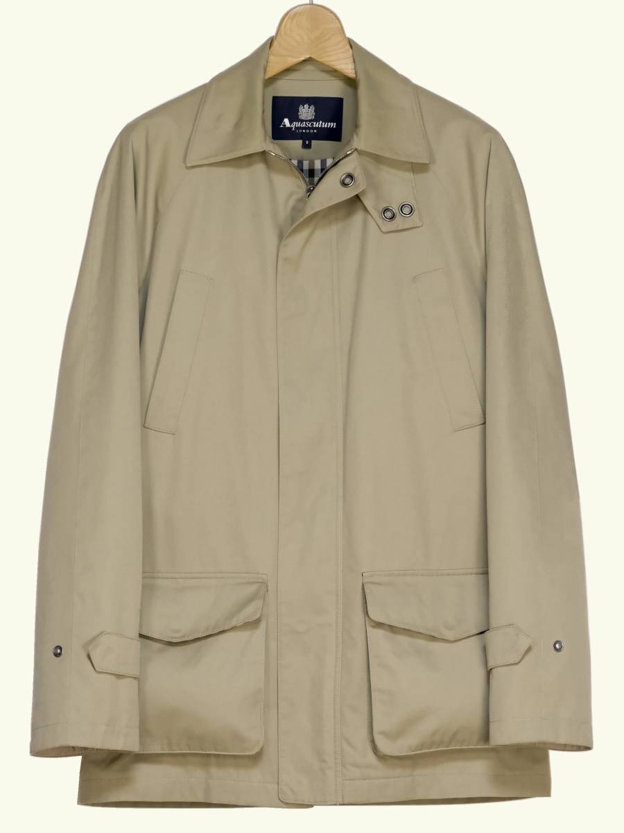 英Aquascutum / 4ポケット腰丈フィールドジャケット＊S(M) 高密度混紡コットンツイル×クラブチェック裏 ◎着用わずか ダメージなし~極美品_画像1