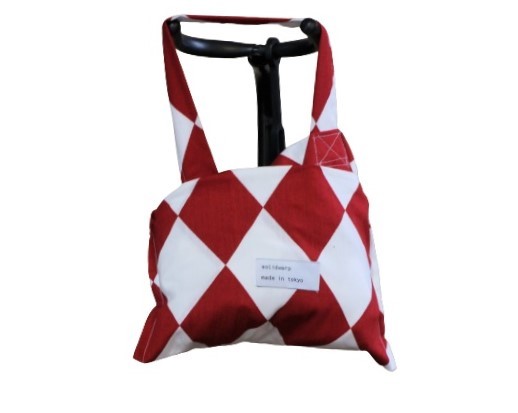  hand made [ diamond flag check red white! shoulder loop attaching!] cloth made tote bag eko back combined use 