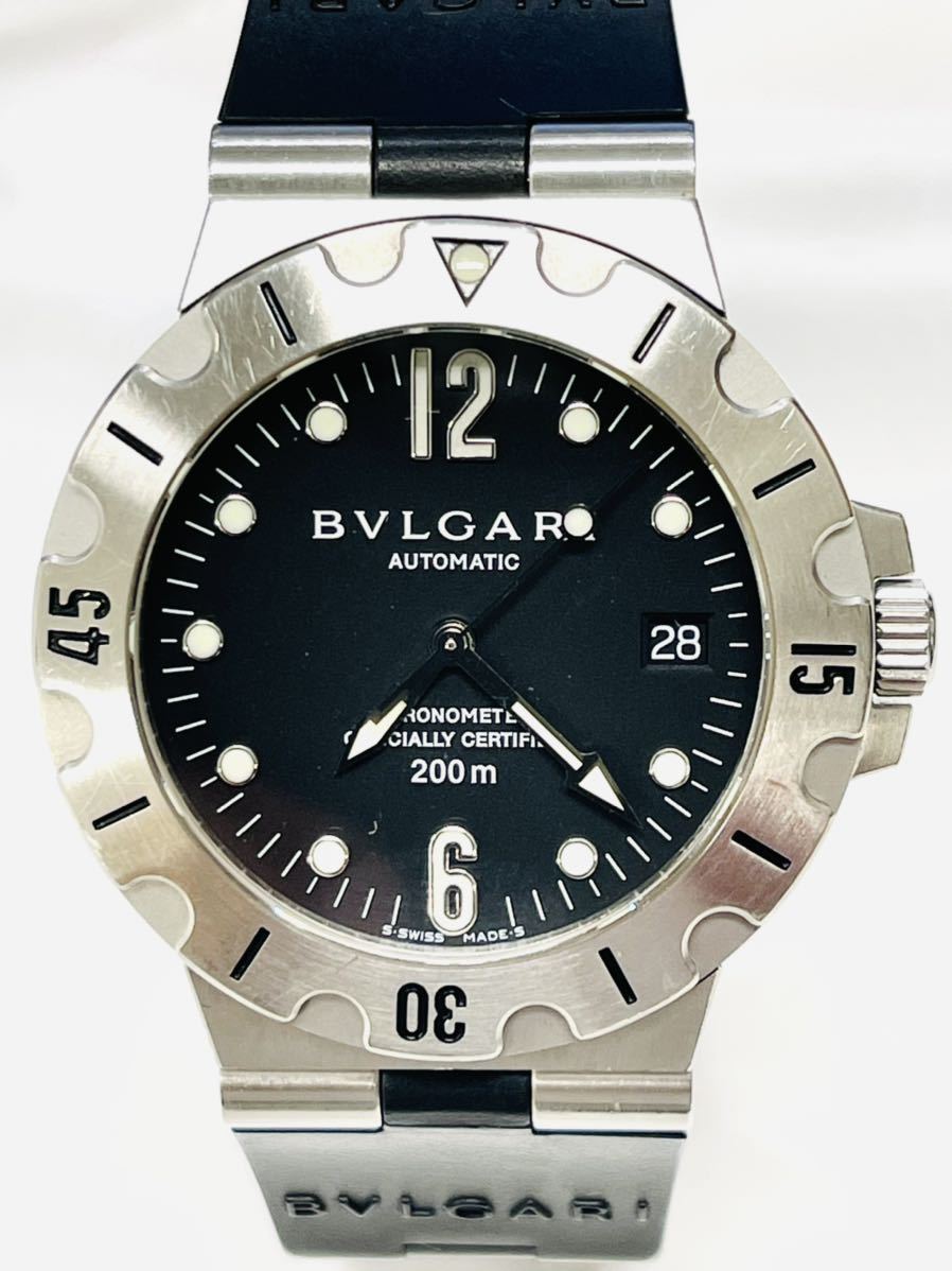 BVLGARI ブルガリ ディアゴノ スクーバ SD38S 腕時計 自動巻 ラバーベルト 黒文字盤 メンズ 送料無料_画像1