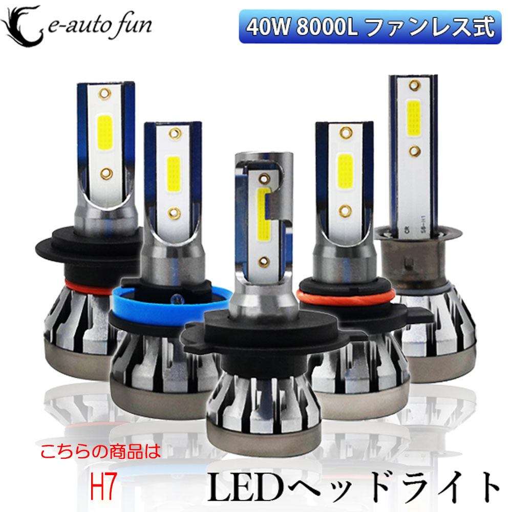 LEDヘッドライト (Mini6) H7 DC12V 40W 8000ルーメン 6000K ホワイト 2本セット 1年保証_画像1