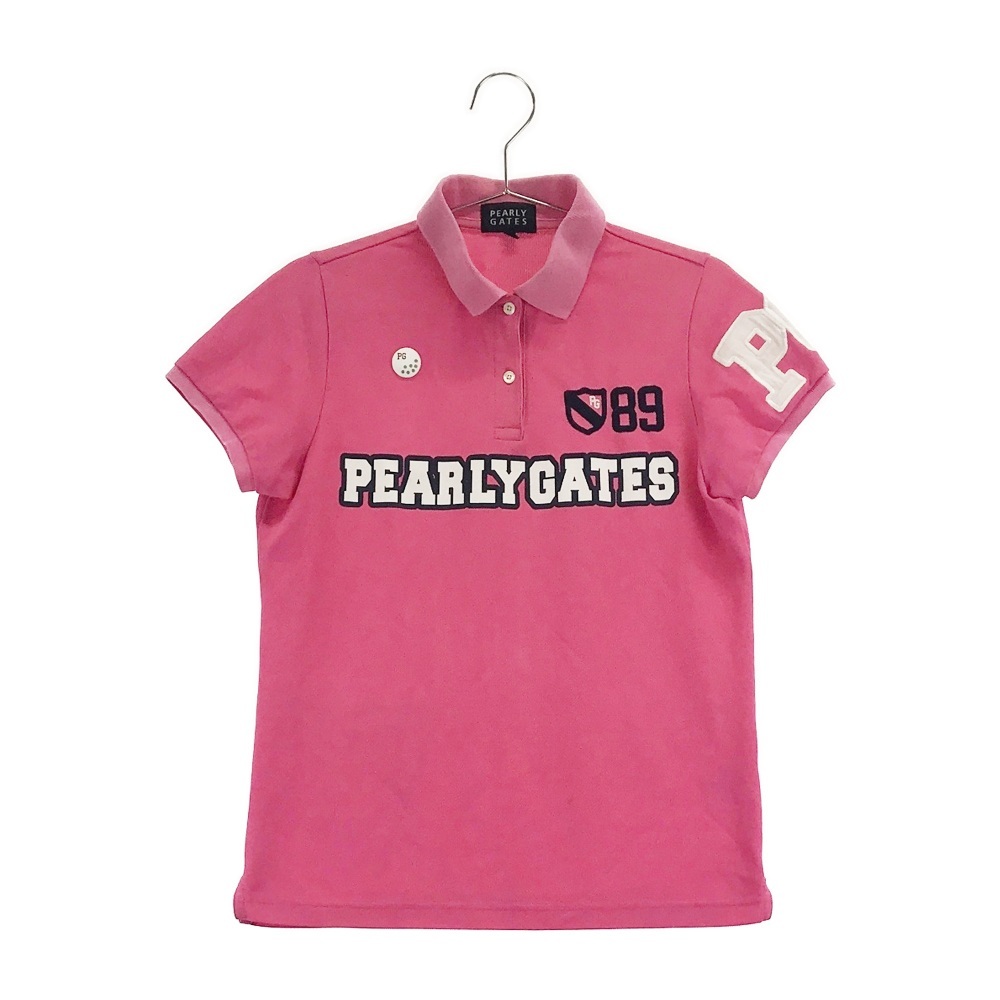 PEARLY オンライン限定商品 64％以上節約 GATES パーリーゲイツ 半袖ポロシャツ プリント ワッペン ピンク系 レディース 1 ゴルフウェア 240001584638