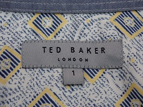  free shipping TED BAKER shirt *1*tedo beige car / total pattern /21*8*1-22