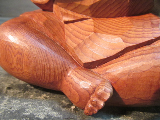 小坂礼之 一位材 木彫 腕組みする子供 オブジェ 木箱 - 美術品
