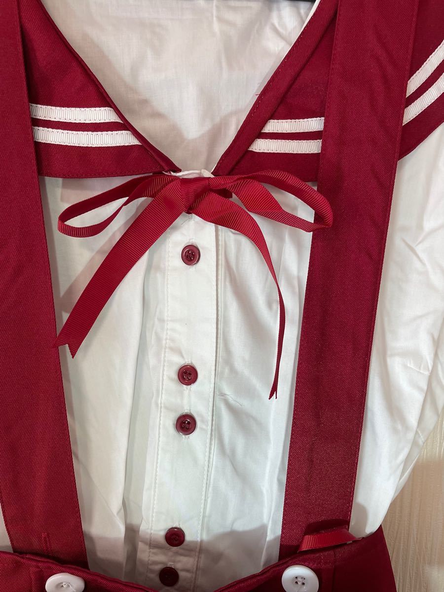 【送料無料】【匿名配送】ハロウィン　コスプレ　セーラー　赤　制服　2L リボン