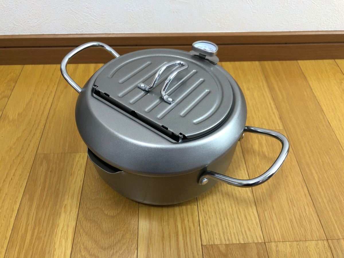 楽々天ぷら鍋 20cm バット蓋付 IH対応　シルバー