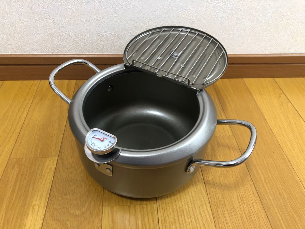 楽々天ぷら鍋 20cm バット蓋付 IH対応　シルバー