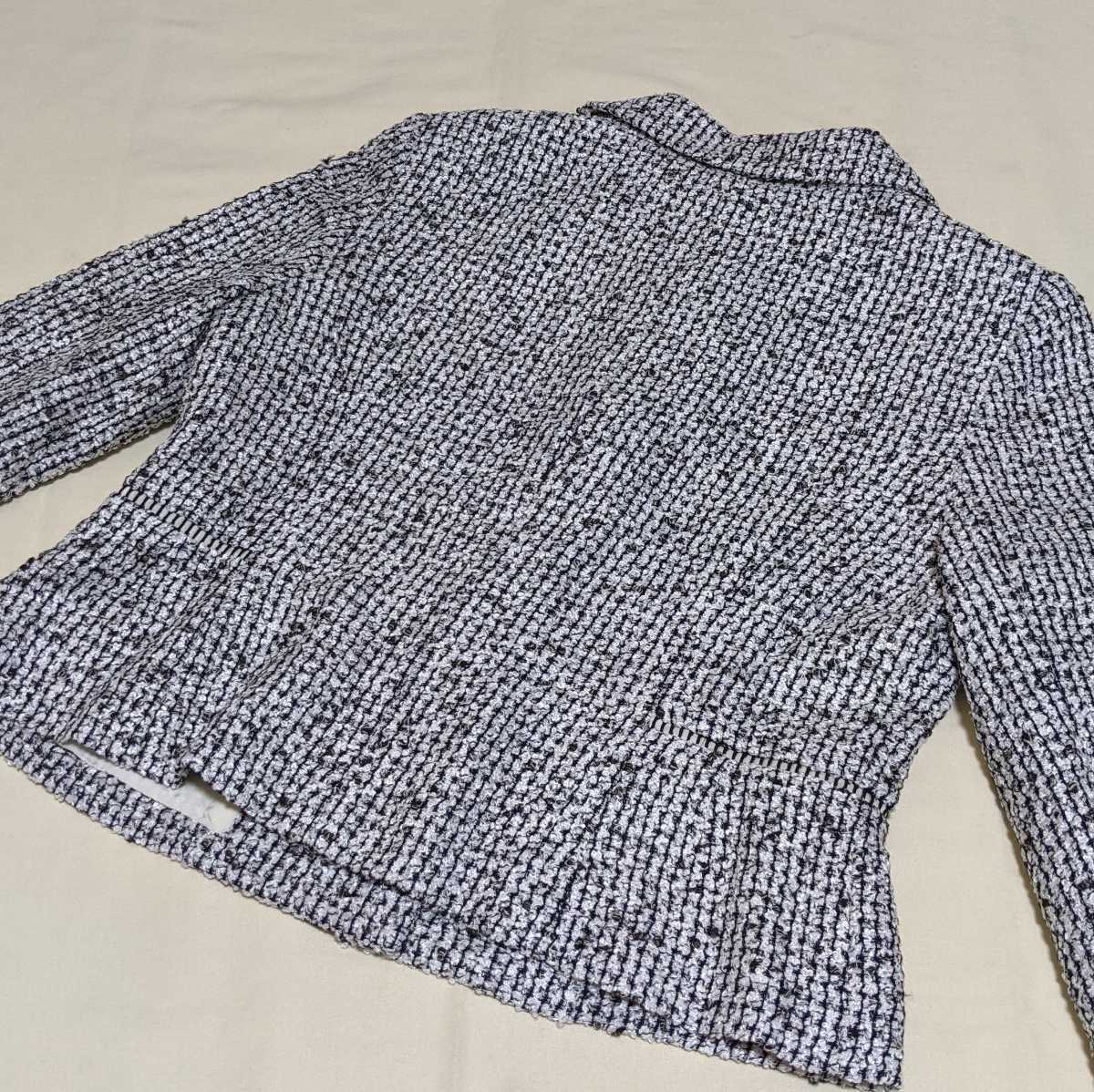 #FX39 Leilian Leilian formal lady's 9 number long sleeve jacket black gray tweed ceremony business 