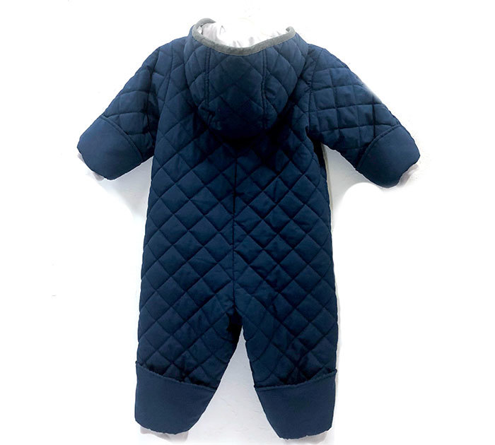 V[familiar] Familia quilting Jump suit with a hood . reverse side f lease coverall 80 navy × gray embroidery baby RH0145