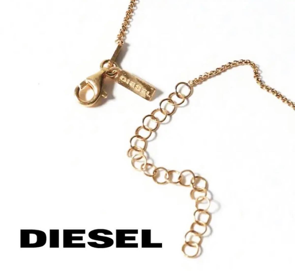 DIESEL ディーゼル レディース　フォークモチーフ 真鍮製 チェーンネックレス　ゴールド ダイヤネックレス 