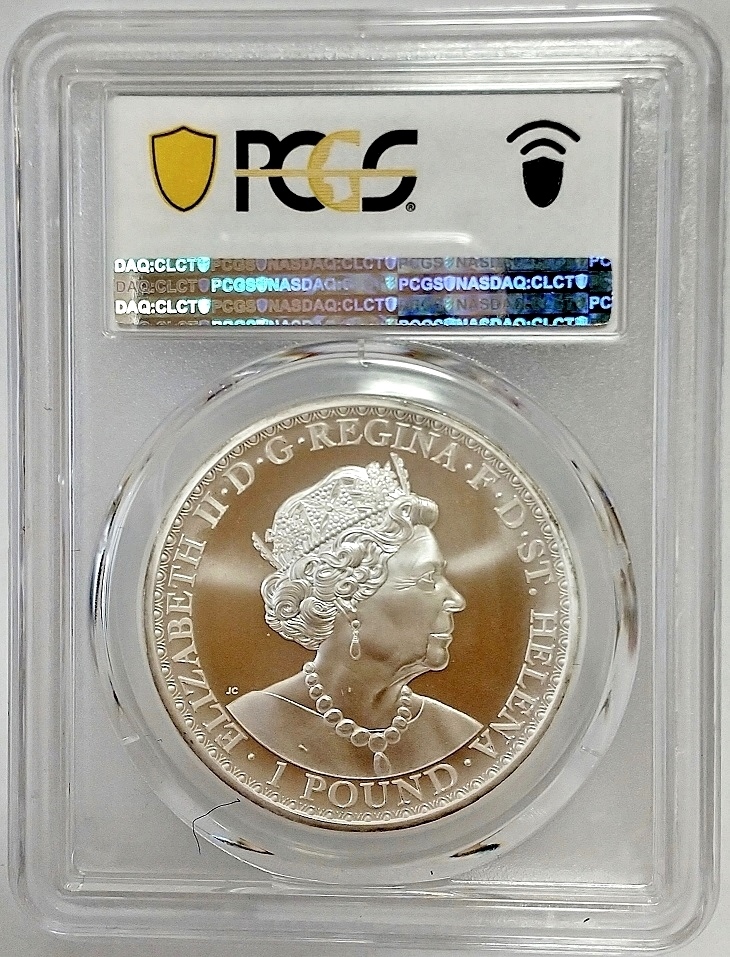 1円スタート★PCGS MS67 2020年 セントヘレナ ウナとライオン 1オンス 1ポンド 銀貨 BU イギリス 東インド社 ウナライオン 1oz Silver_画像2