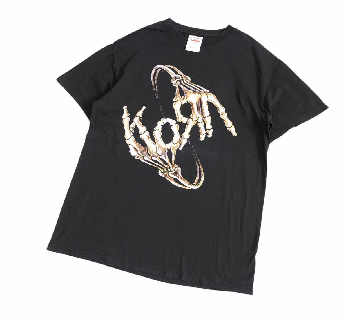 ビンテージ 00s【KORN】ボーンハンド Tシャツ USA製 M コーン ラップ ロックt レア スカル 古着 LIMP NIRVANA BJORK MARILYN MANSONの画像10