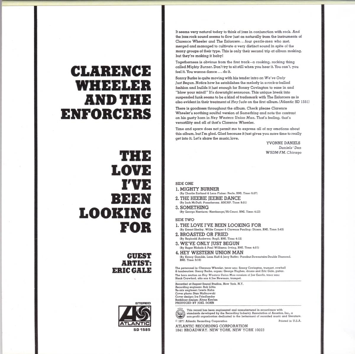 ☆CLARENCE WHEELER AND THE ENFORCERS/The Love I’ve Been Looking For◆71年発表のEric Gale参加の大名盤◇初CD化の激レア限定紙ジャケ_画像2