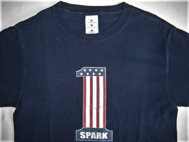 ★ハワイ購入 古着 タグ切れ 色落ち日焼け変色有り HAWAII ハワイ SPARK スパーク Tシャツ S ネイビー紺 星条旗 アメリカ国旗 ハワイアン★_画像3