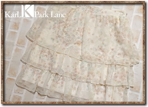 美品！！☆KarL Park Lane カールパークレーン 刺繍入りシフォンティアードスカート☆の画像1